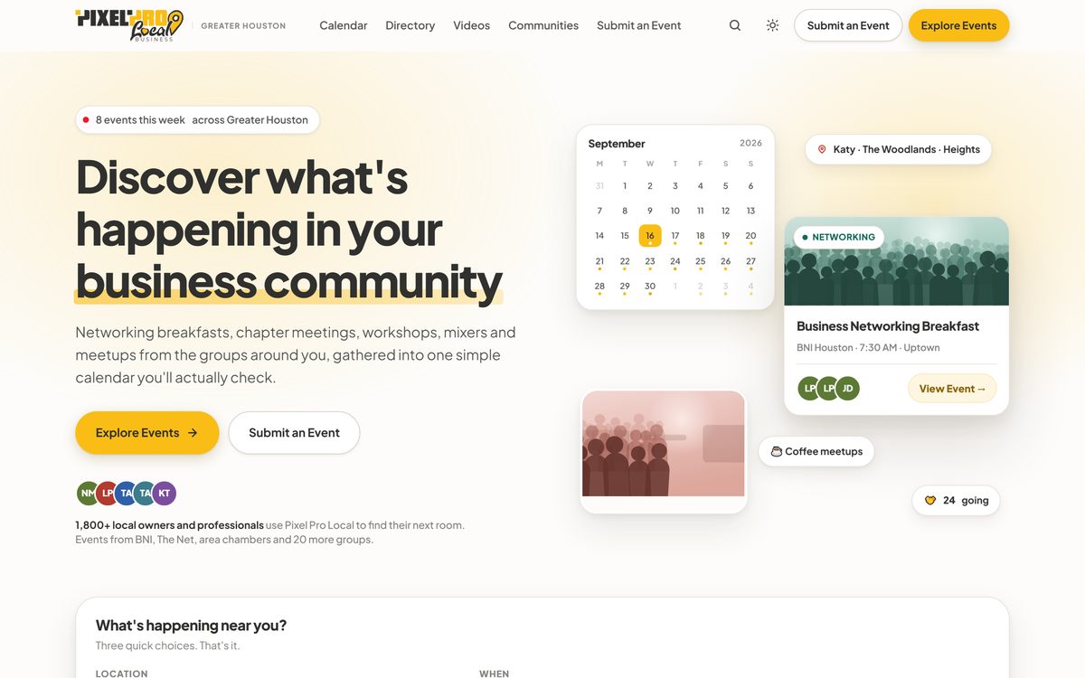 Community hub, front page